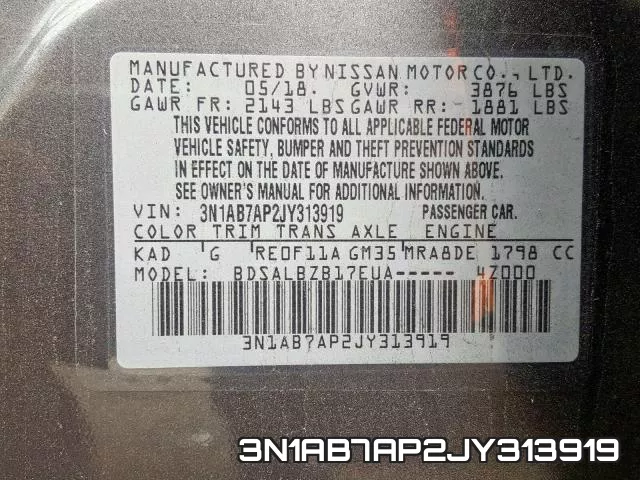 3N1AB7AP2JY313919 фото 2