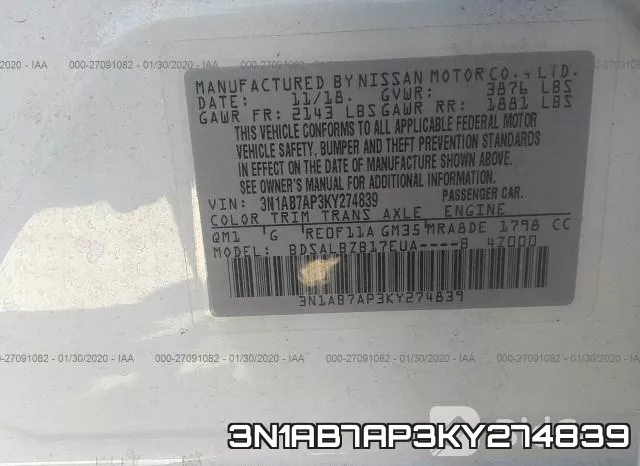 3N1AB7AP3KY274839 фото 6