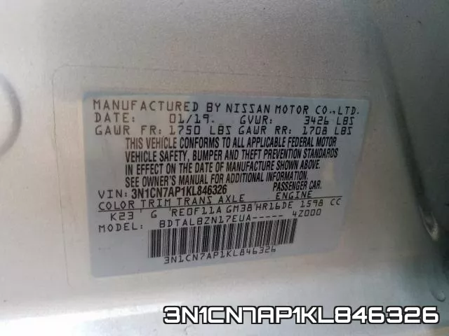 3N1CN7AP1KL846326 фото 2