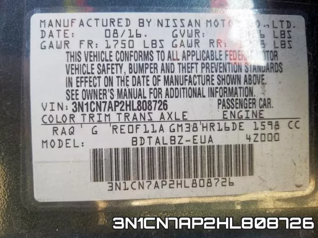 3N1CN7AP2HL808726 фото 2