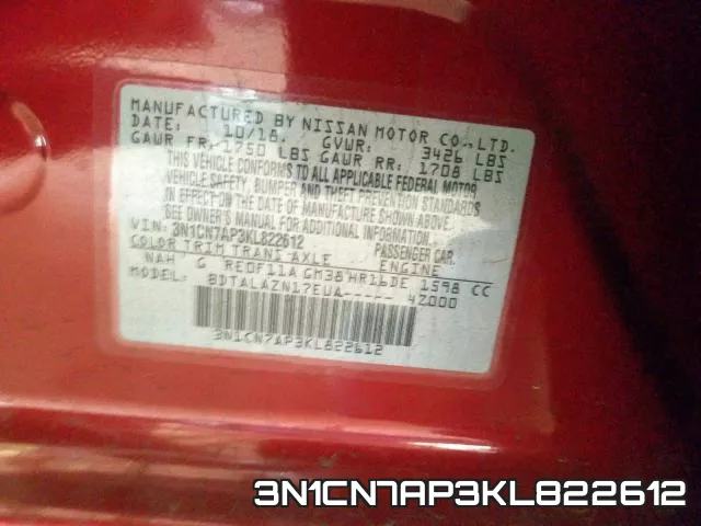 3N1CN7AP3KL822612 фото 2