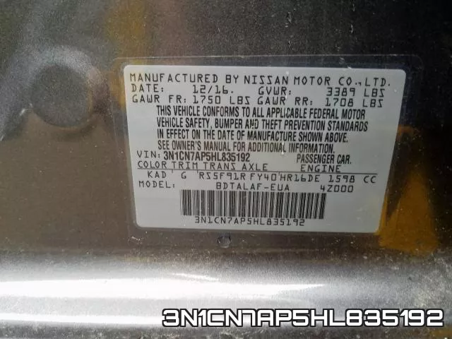 3N1CN7AP5HL835192 фото 2