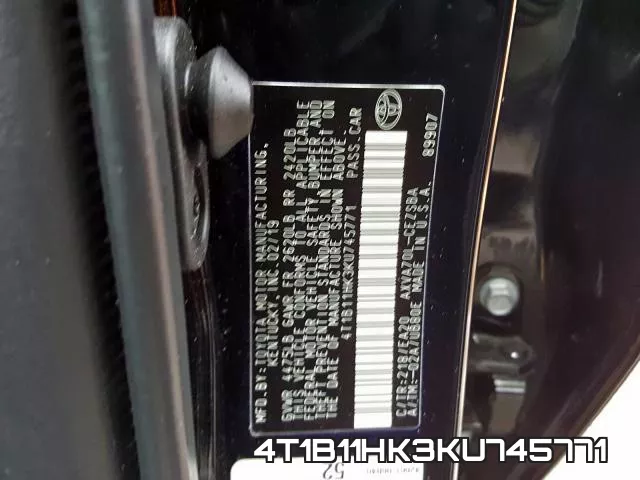 4T1B11HK3KU745771 фото 2