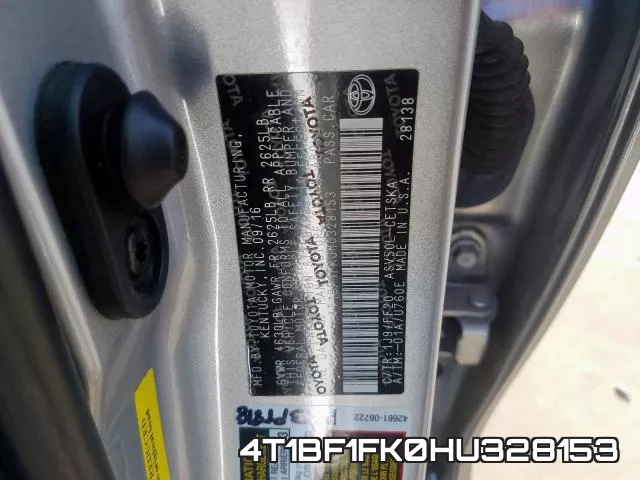 4T1BF1FK0HU328153 фото 2