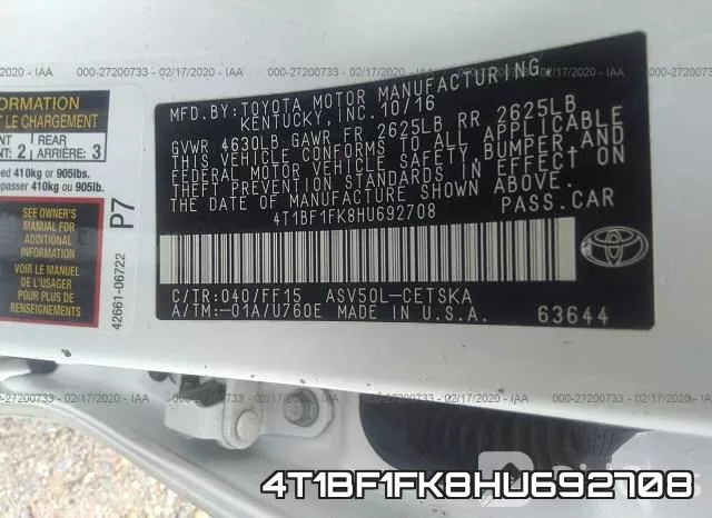 4T1BF1FK8HU692708 фото 6