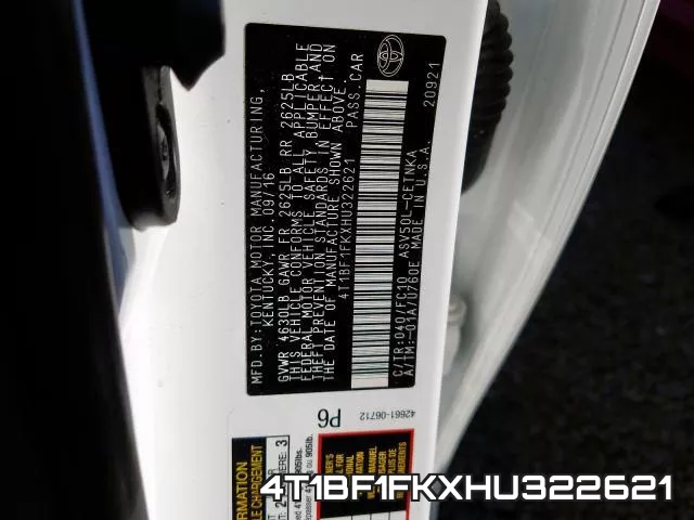 4T1BF1FKXHU322621 фото 2