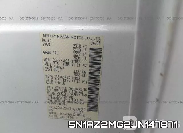 5N1AZ2MG2JN147871 фото 10