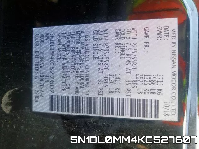 5N1DL0MM4KC527607 фото 2
