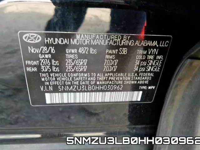 5NMZU3LB0HH030962 фото 2