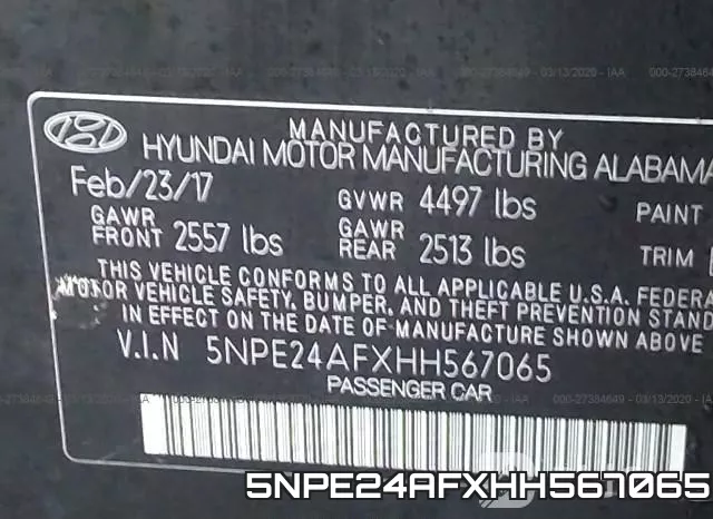5NPE24AFXHH567065 фото 5