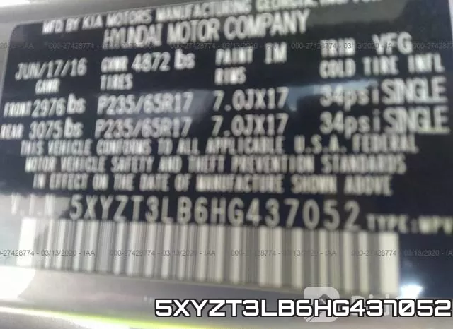 5XYZT3LB6HG437052 фото 7