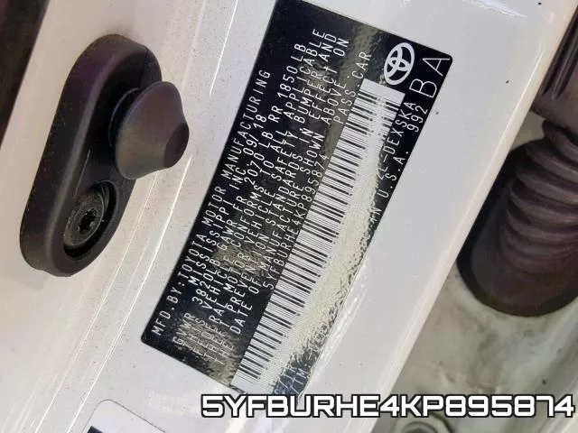 5YFBURHE4KP895874 фото 2