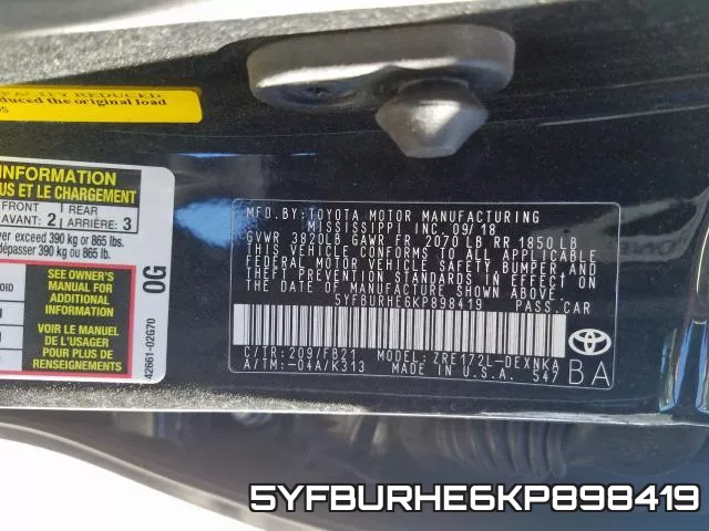 5YFBURHE6KP898419 фото 2