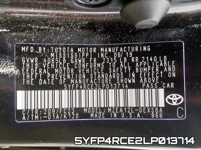 5YFP4RCE2LP013714 фото 2
