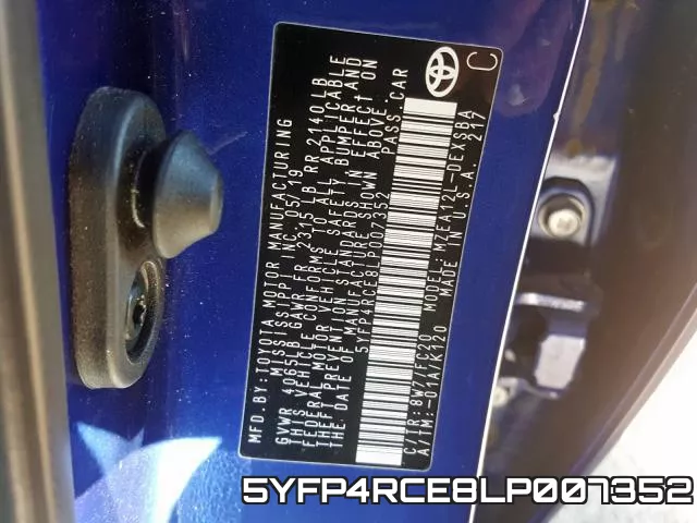 5YFP4RCE8LP007352 фото 2
