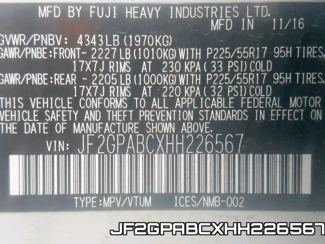 JF2GPABCXHH226567 фото 2