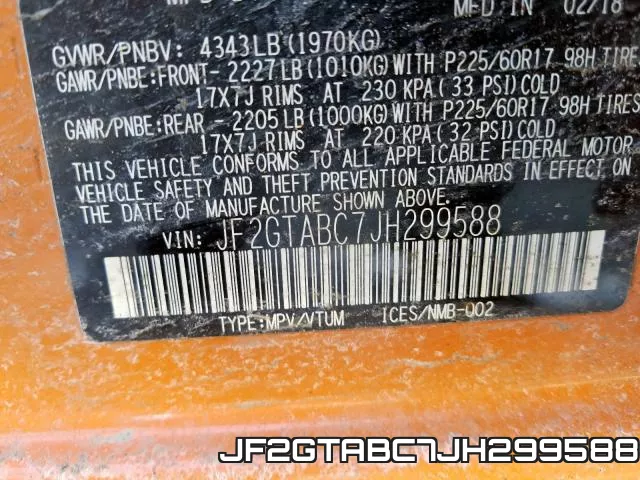 JF2GTABC7JH299588 фото 2