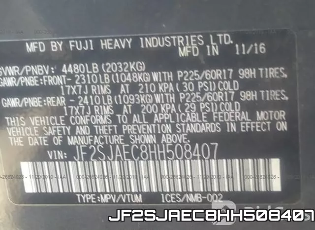 JF2SJAEC8HH508407 фото 7
