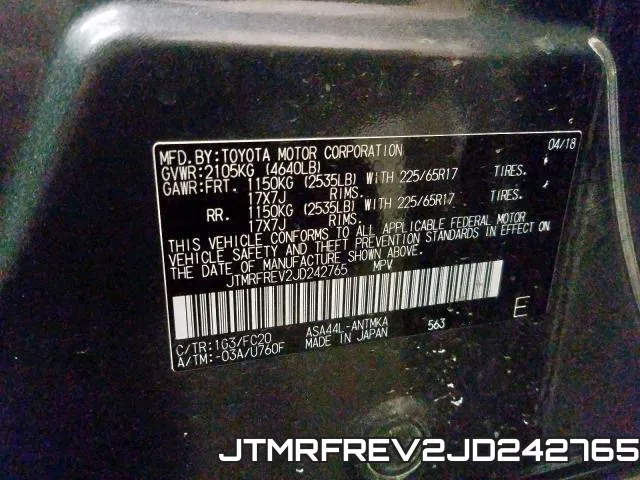 JTMRFREV2JD242765 фото 2