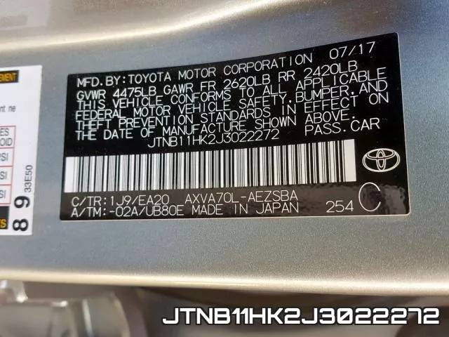 JTNB11HK2J3022272 фото 2