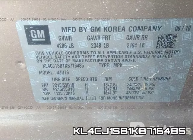 KL4CJ1SB1KB716485 фото 9