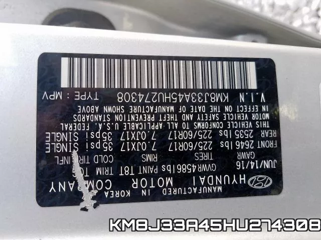 KM8J33A45HU274308 фото 2