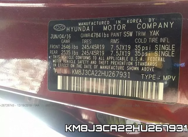 KM8J3CA22HU267931 фото 7