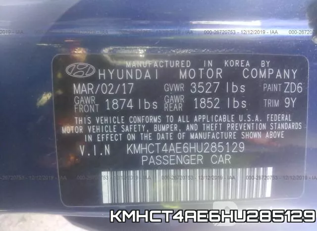 KMHCT4AE6HU285129 фото 6