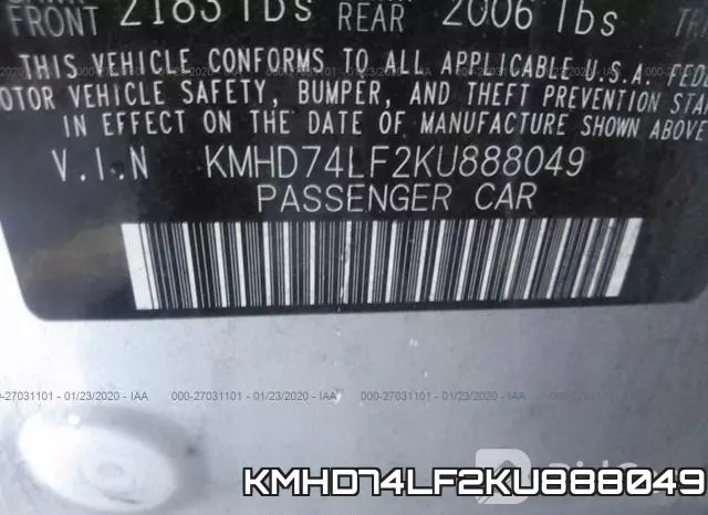 KMHD74LF2KU888049 фото 6