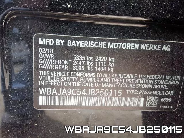 WBAJA9C54JB250115 фото 2