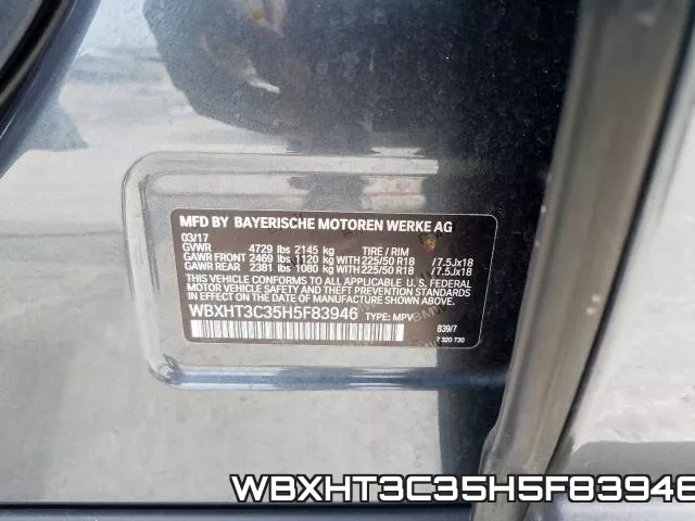 WBXHT3C35H5F83946 фото 2
