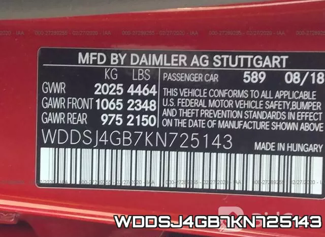 WDDSJ4GB7KN725143 фото 5