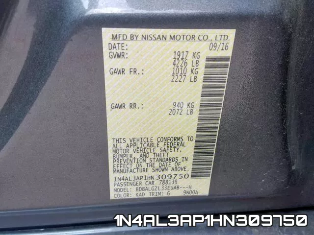 1N4AL3AP1HN309750 фото 2