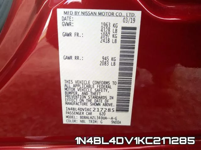 1N4BL4DV1KC217285 фото 2