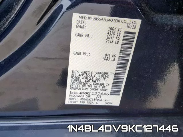 1N4BL4DV9KC127446 фото 2