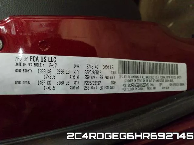 2C4RDGEG6HR692745 фото 2