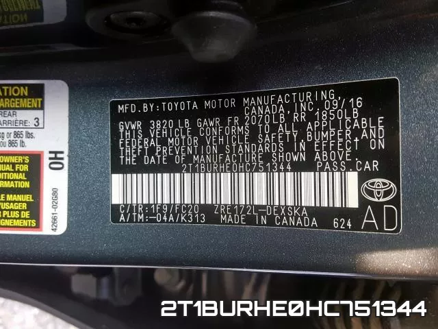 2T1BURHE0HC751344 фото 2