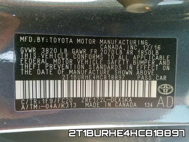 2T1BURHE4HC818897 фото 2