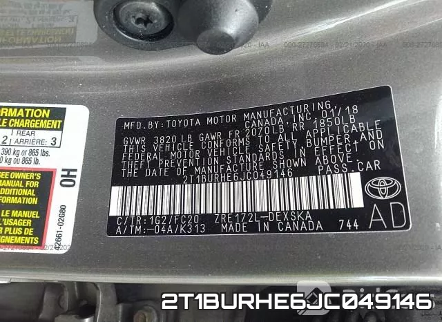 2T1BURHE6JC049146 фото 8