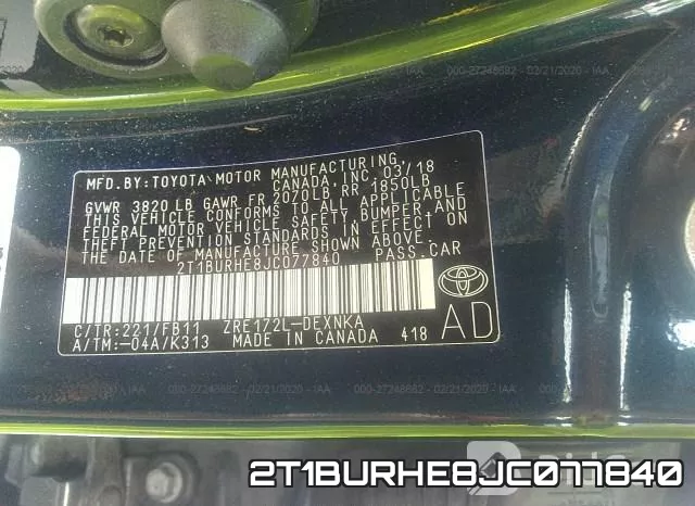 2T1BURHE8JC077840 фото 7