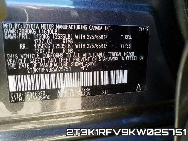 2T3K1RFV9KW025751 фото 2