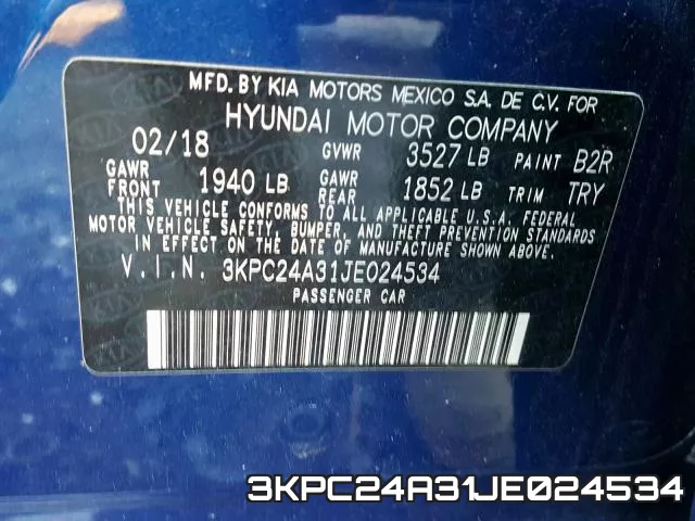 3KPC24A31JE024534 фото 2