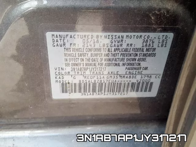 3N1AB7AP1JY317217 фото 2