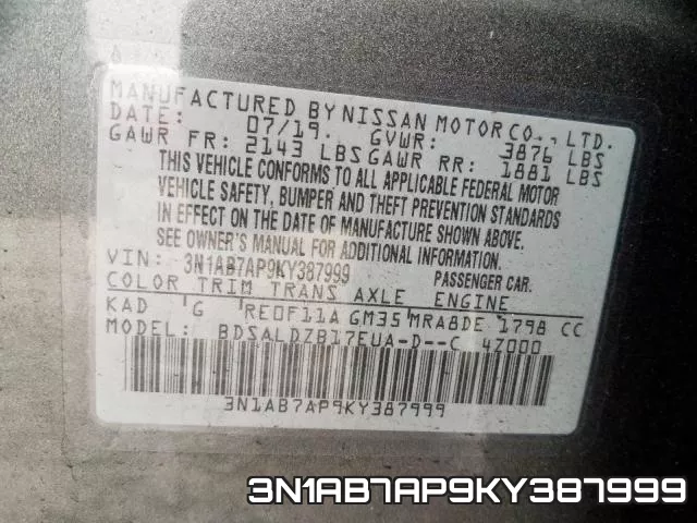 3N1AB7AP9KY387999 фото 2