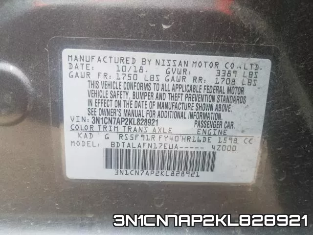 3N1CN7AP2KL828921 фото 2