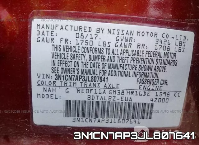 3N1CN7AP3JL807641 фото 6