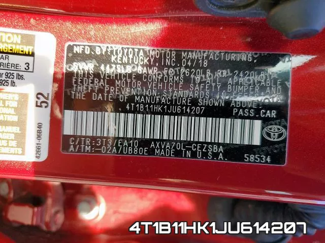 4T1B11HK1JU614207 фото 2