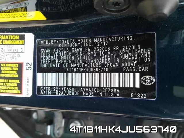 4T1B11HK4JU563740 фото 2