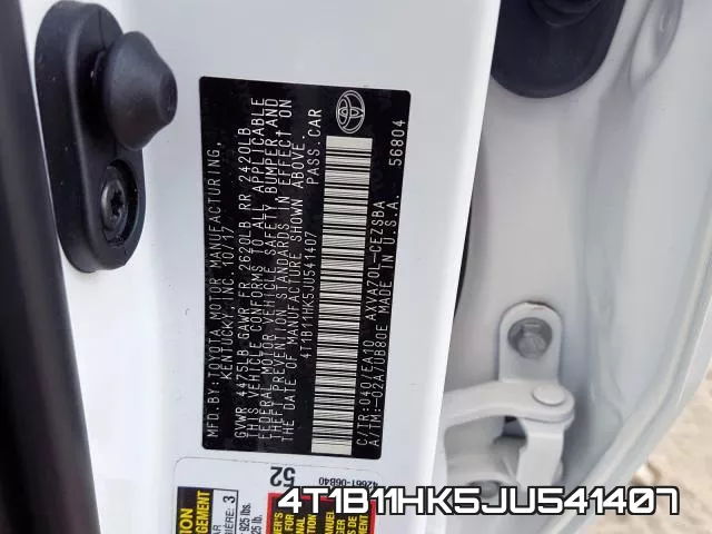 4T1B11HK5JU541407 фото 2