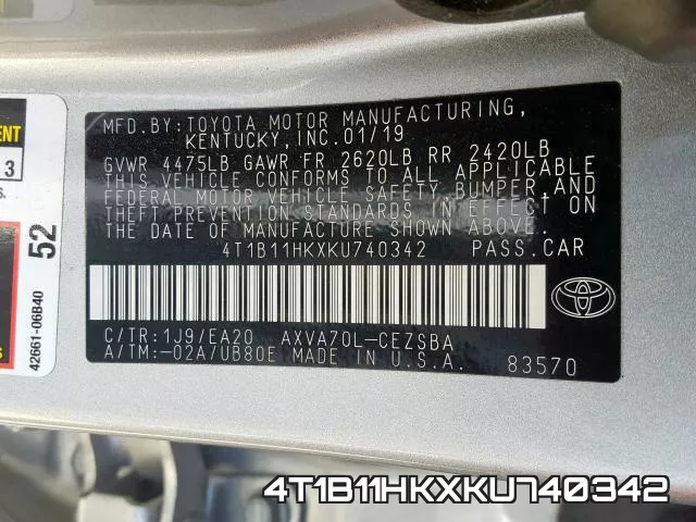 4T1B11HKXKU740342 фото 2